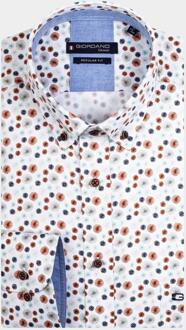 Giordano Casual hemd lange mouw ivy coral print 417021/80 Bruin