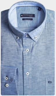 Giordano Casual hemd lange mouw ivy solid hemp yarn fabric 417001/63 Blauw - XL
