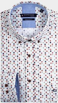 Giordano Casual hemd lange mouw ivy spaced squares print 417029/80 Bruin - XL