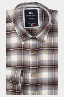 Giordano Casual hemd lange mouw loretto long sleeve button do 527836/80 Bruin