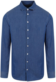 Giorgio Armani Denim Medium Blauw Shirt Giorgio Armani , Blue , Heren - XL