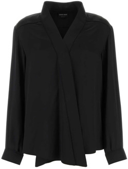 Giorgio Armani Elegante Zwarte Satijnen Shirt Giorgio Armani , Black , Dames - XS