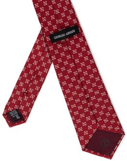 Giorgio Armani Geometrisch Patroon Zijde Stropdas Bruin