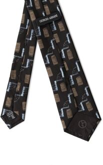 Giorgio Armani Geometrisch Patroon Zijden Stropdas Zwart