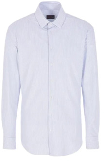 Giorgio Armani Gestreept Slim Fit Overhemd van Katoenen Jersey Giorgio Armani , White , Heren - 2Xl,3Xl
