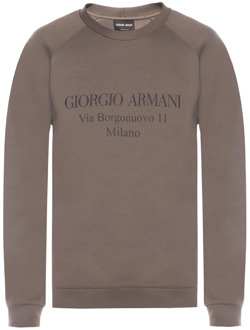 Giorgio Armani Sweatshirt met logo Giorgio Armani , Brown , Heren - 2Xl,L,S