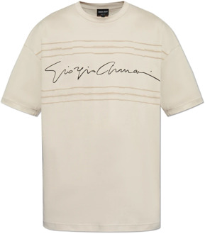 Giorgio Armani T-shirt met logo Giorgio Armani , Beige , Heren - 2Xl,Xl,M,S