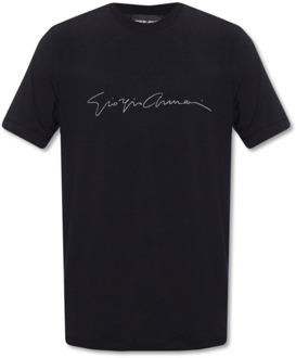 Giorgio Armani T-shirt met logo Giorgio Armani , Black , Heren - Xl,L