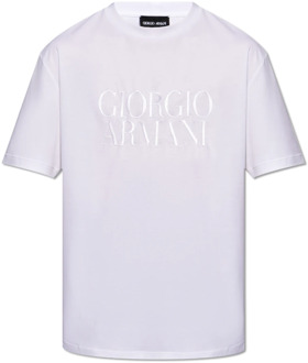 Giorgio Armani T-shirt met logo Giorgio Armani , White , Heren - 2Xl,Xl,L,M