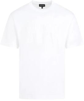 Giorgio Armani Wit Katoenen T-Shirt met Geborduurd Logo Giorgio Armani , White , Heren - Xl,S