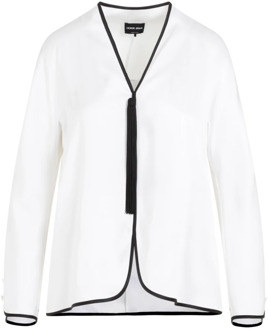 Giorgio Armani Witte Zijden Shirt V-Hals Lange Mouwen Giorgio Armani , White , Dames