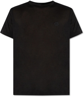 Giorgio Armani Zijden T-shirt Giorgio Armani , Black , Heren - M