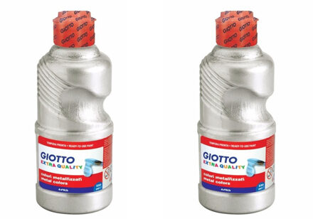 Giotto Hobby verf - 2x - zilver metallic - 250 ml - plakkaatverf - knutselen - schilderen