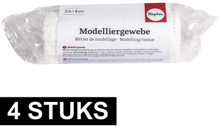 Gips gaas/gipsverband rol - 4x - 8 cm x 300 cm - Gipsrollen - Zwanger - Gipsbuik - Maskers - Afdruk
