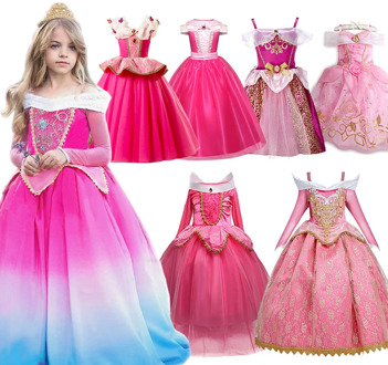 Girl Fancy Deluxe Sleeping Beauty Halloween Princess Costume Party Aurora Dress Up Kids Red Layered Christmas Pageant Ball Gown