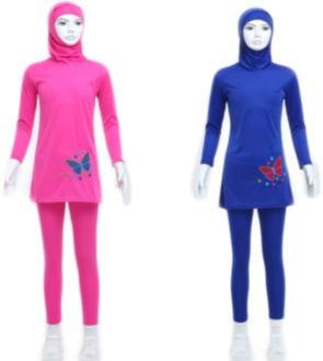 Girl Full Hijab Swimsuit Long Sleeve Child Swimwear Child Marine Swimsuit Child Hijab Swimsuit Muslim Marine Dress Children's