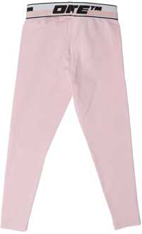 Girl's Off White Juniors Logo Band Leggings in Pink black Roze