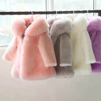 Girl winter jacket / Fur coat for girl / Faux fur jacket with hoody