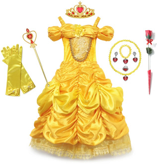 Girls Belle Princess Birthday Fancy Dress Wedding Party Dress for Girl Ball Gowns Kids First Communion Children Clothing