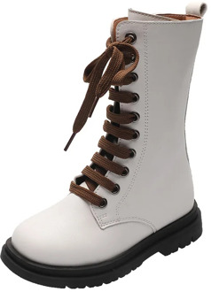 Girls Boots Motorcycle Boots Fashion Autumn Winter Warm Cotton Kids Tide Size Zipper Cross-tied Medium High Top Children's Boots