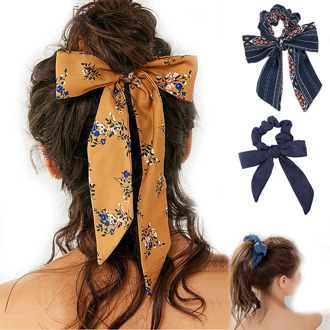 girls Bow Streamers Hair Ring Fashion Ribbon Girl Hair Bands Scrunchies Horsetail Tie Solid Headwear Hair Accessories