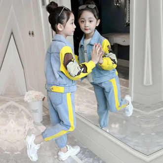 Girls Clothing Sets 2020 Children Fashion Active Jackets Coat And Jeans Pants Set Kids Clothing Autumn Sports Suit Tracksuit