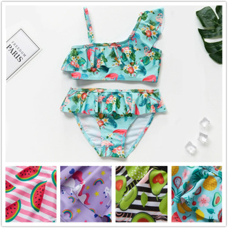 Girls Founce Ruffle Bikini Sets Two Piece Swimsuit 3-10 Print Floral Kids Ruffled Trim Bikini
