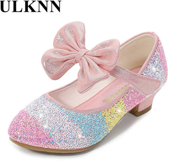 Girls' Leather Shoes Princess 2020 CHILDREN'S Shoes round-Toe Soft-Sole Big girls High Heel Princess Crystal Shoes