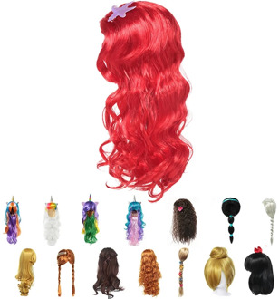 Girls Little Mermaid Red Wig Kids Elsa Anna Cosplay Long Hair Braid Aladdine Moana Unicorn Hair For Party