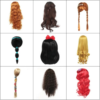 Girls Little Mermaid Red Wig Princess Kids Elsa Anna Aurora Cosplay tangled Braid Jasmine Moana Unicorn Hair For Party