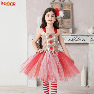 Girls Miss Gingerbread Man Costume Festive Kids Xmas Christmas Book Week Fancy Tutu Dress Outfit Children Tulle Party Dress
