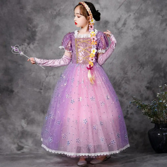 Girls Rapunzel Dress Children Carnival Costumes Halloween Girl Rapunzel Cosplay Kids Tangled Rapunzel Birthday Party Costume