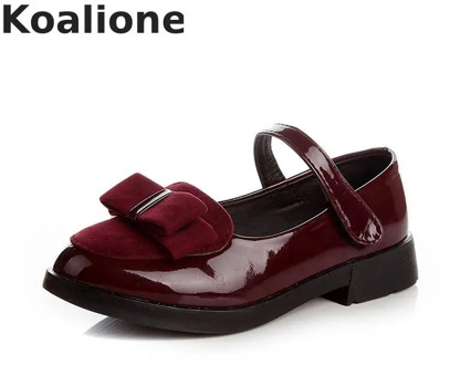 Girls Shoes Princess Leather For Kids Shoes Dress School Fashion Bowtie Children Flat Shoes Black Wedding Party Summer Autumn