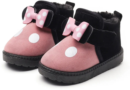 Girls Snow Boots Toddlers Kids Warm Thick Winter Boots For Baby Girl Children Rubber Boots Suede Fabric With Bowtie Dots Sweet