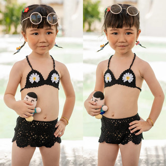 Girls Swimwear Baby Kids Cute Bikini Girls Crochet Split Two Pieces Swimsuit Bathing Suit Beachwear Kids Biquini Infantil