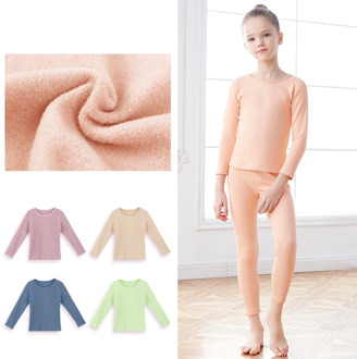 Girls Thermal Underwear Plus Velvet Thicken Winter Warm Self-heating Undewear Children Tracksuit Sets Dance Underwear Kids