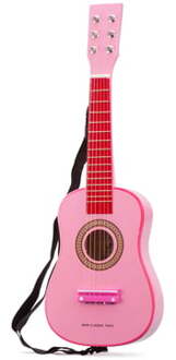 Gitaar 60 Cm Junior Hout Roze 4-delig