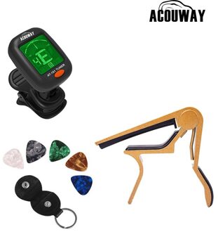Gitaaraccessoires set kit Plectrums Gitaar Capo Gitaarband Tuner / Vingertopbeschermer / Gitaarhaak Onderdelen Accessoires licht grijs