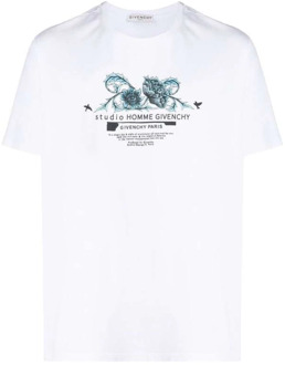 Givenchy Bedrukt Katoenen T-shirt - Wit Givenchy , White , Heren - M,S