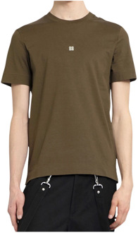 Givenchy Khaki Slim Fit T-Shirt met 4G Logo Print Givenchy , Brown , Heren - Xl,L,M,S,3Xl
