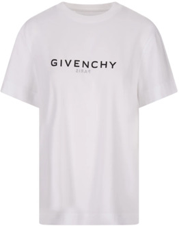 Givenchy Logo Print Crew Neck T-shirts en Polos Givenchy , White , Dames - L,M,S,Xs