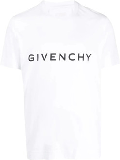 Givenchy Logo Print Katoenen T-Shirt Givenchy , White , Heren - 2Xl,Xl,L,M,S,Xs