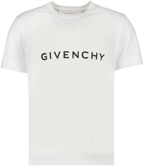 Givenchy Logo Print Ronde Hals T-shirt Givenchy , White , Heren - L,M,S,Xs