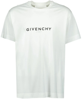 Givenchy Logo Print Ronde Hals T-shirt Givenchy , White , Heren - L,M,S,Xs