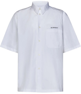 Givenchy Witte Logo Geborduurde Boxy Fit Shirt Givenchy , White , Heren - XL