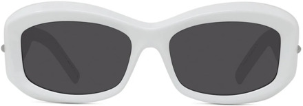 Givenchy Witte ovale zonnebril met grijze lens Givenchy , White , Dames - ONE Size