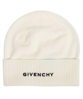 Givenchy Witte Wol Ribgebreide Rand Hoed Givenchy , White , Dames - ONE Size