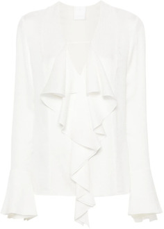 Givenchy Witte Zijden Blouse met Gerimpelde Rand Givenchy , White , Dames - S