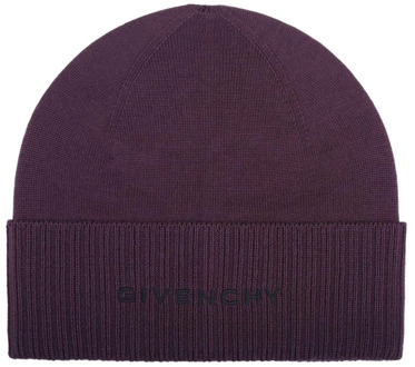 Givenchy Wollen Logo Hoed Givenchy , Purple , Heren - ONE Size