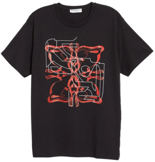 Givenchy Zwart Logo Print Classic Fit T-Shirt Givenchy , Black , Heren - XS